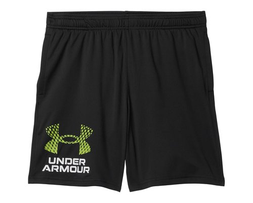 Under Armour Tech Logo Shorts Big Kids Clothing - Black/Green Vibe/White - 1383333-005