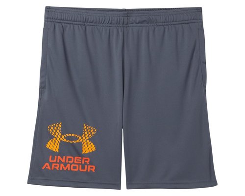 Under Armour Tech Logo Shorts Big Kids Clothing - Castlerock/Squad Orange/Orange Base - 1383333-026