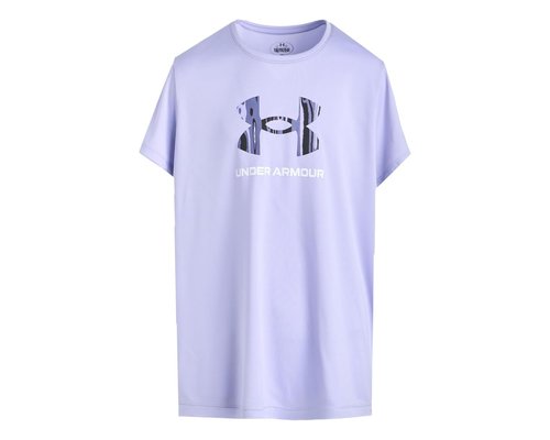 Under Armour Tech Print Fill Graphic Short Sleeve Crew Big Kid Clothing - Purple Crest/White - 6009977-536