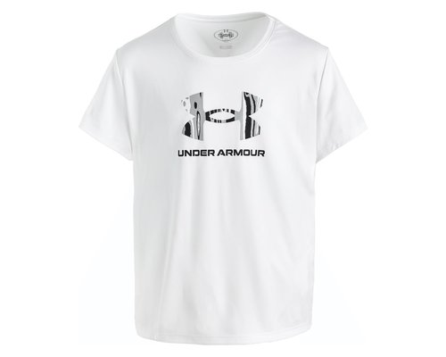Under Armour Tech Print Fill Graphic Short Sleeve Crew Big Kid Clothing - White/Black - 6009977-100