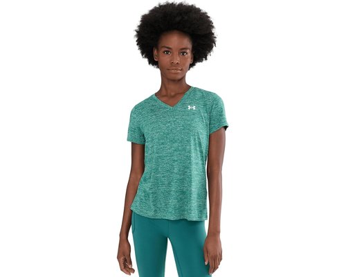 Under Armour Tech Short Sleeve V-Neck Twist Clothing - Rack Green/White - 1384227-338