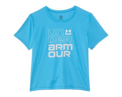 Under Armour Tech Split Wordmark Short Sleeve T-Shirt Big Kid Clothing - Ether Blue/Halo Gray/White - 1389758-452