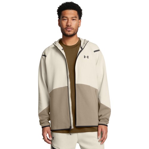 Under Armour Unstoppable Fleece Full-Zip Hoodie - Timberwolf Taupe/Summit White/Black - 1379806-204