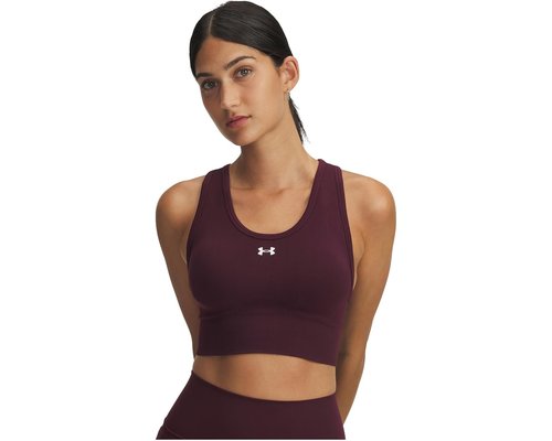Under Armour Vanish Seamless Mid Impact Sports Bra Bra - Dark Maroon/White - 1384419-600