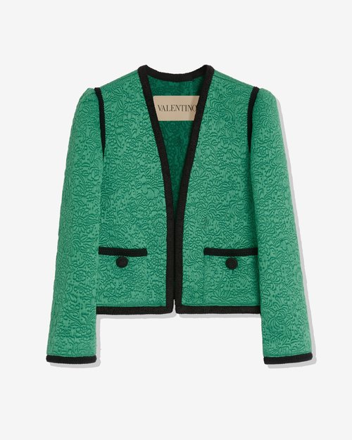 Valentino Apres L'Hiver Floral Matelassé Jacket - Pure Green - 7B3CE4N599JZ42