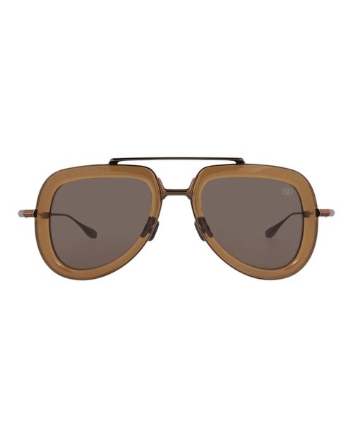 Valentino AviatorFrame Acetate and Metal Sunglasses - Brown Copper Brown (Vls/129D/50)