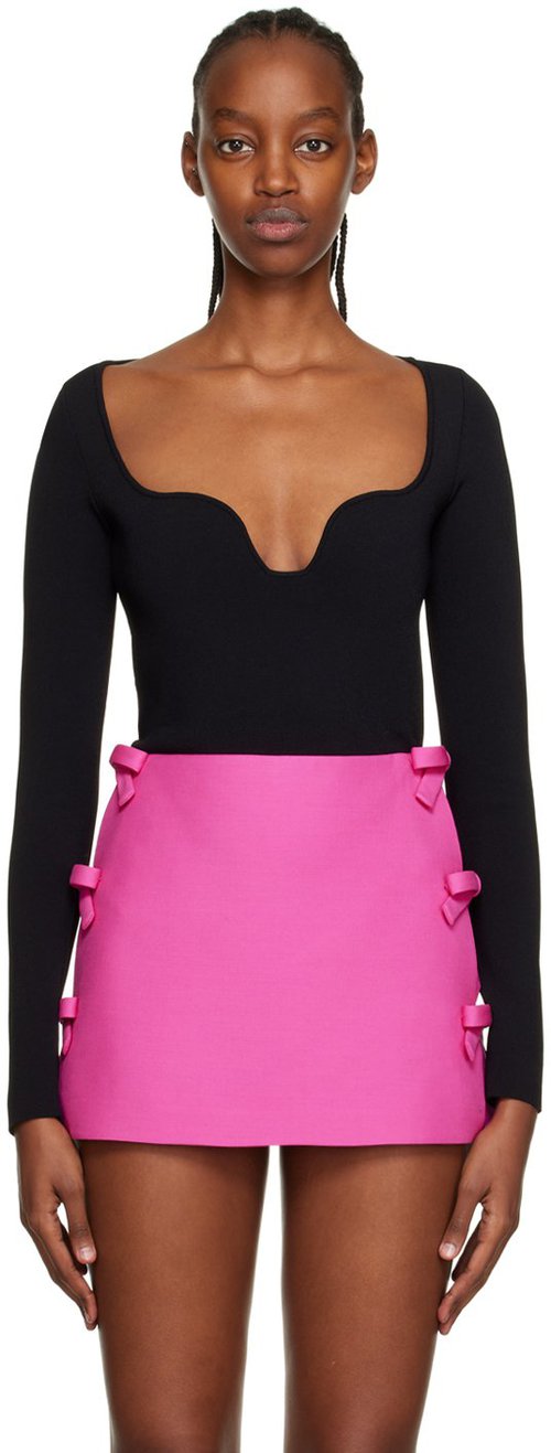 Valentino Black Sweetheart Neck Bodysuit - Nero - 1B0K113G7L00NO