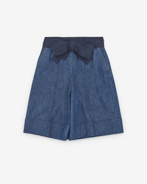 Valentino Bow Detail Shorts - Indigo - 7B3DD20P7MR