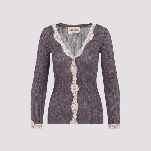 Valentino Cardigan Red Viscose Metallised Fibre Sweater - 208885