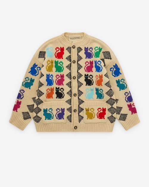 Valentino Cat Cardigan - Beige - 8V3KA06CBBK