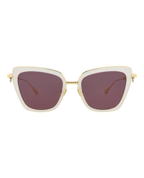 Valentino Cat EyeFrame Metal/Acetate Sunglasses - Ivory Gold Bordeaux (Vls/165C/53)