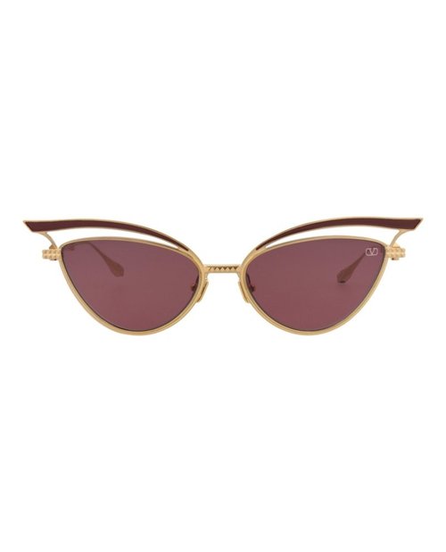 Valentino Cat EyeFrame Titanium Sunglasses - Gold Gold Bordeaux (Vls/118B/55)