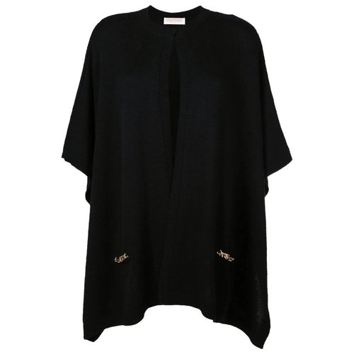 Valentino ChainLink Cashmere Cape - Black - 2B3KS02J7QG0NO