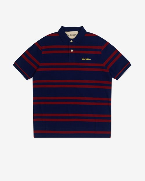 Valentino Red & Navy Embroidery Cotton Piqué Polo - Cq1 Grandala/Raspber - 7V3MH04CAYN