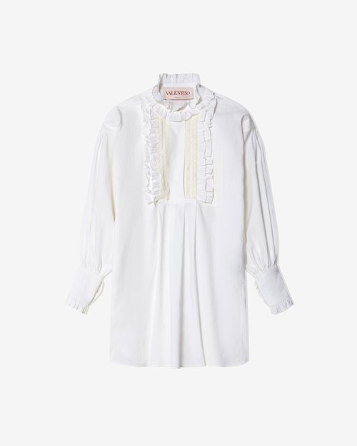 Valentino Cotton Blend Dress - White - 6B3VAUF590D0BO