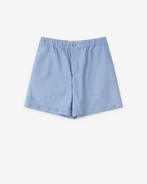 Valentino Cotton Linen Shorts - Light Blue - 7V3DD04IAY3