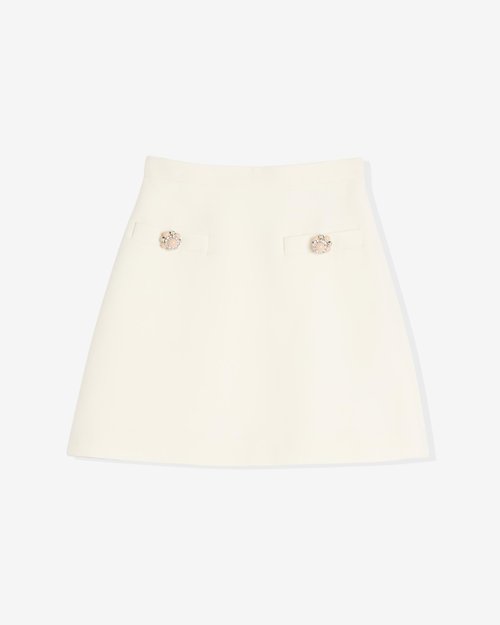 Valentino White Wool Mini Skirt - Ivory - 6B3RACH71CFA03
