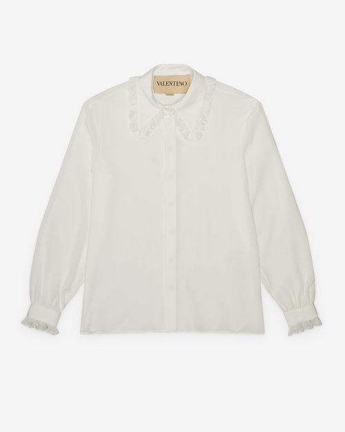 Valentino Crepe De Chine Silk Shirt - Ivory - 7V0ABS41B3NA03