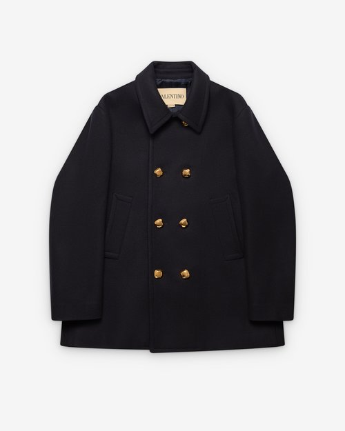 Valentino Double-Breasted Wool Felt Coat - Marine - 8V3CJL62AW86SG