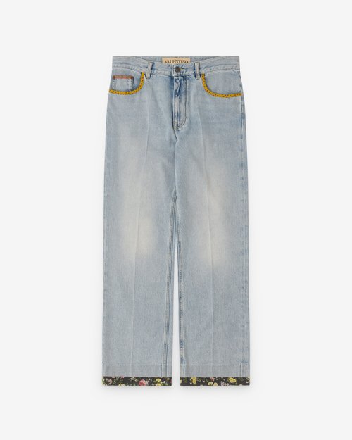 Valentino Embroidered Denim Trousers - Light Denim - 7B3DD20G94W