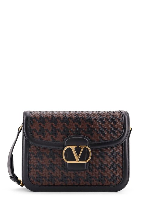 Valentino Garavani 9to5 Woven Leather Shoulder Bag - Black/Brown - 7Y2B0R15VGBBKY