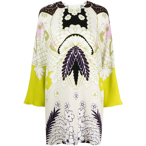 Valentino Garavani Abstract-Print Long-Sleeve Dress - Green - VB3VAU4567GR03