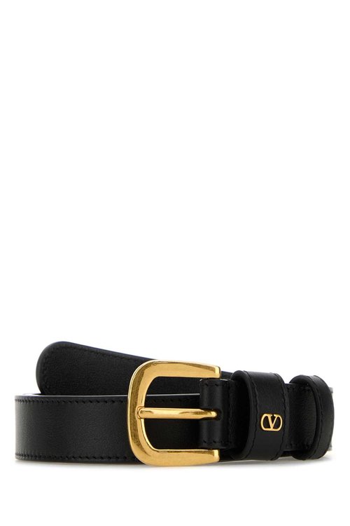 Valentino Garavani Black Leather Belt - 7W2T0SM1PPU0NO