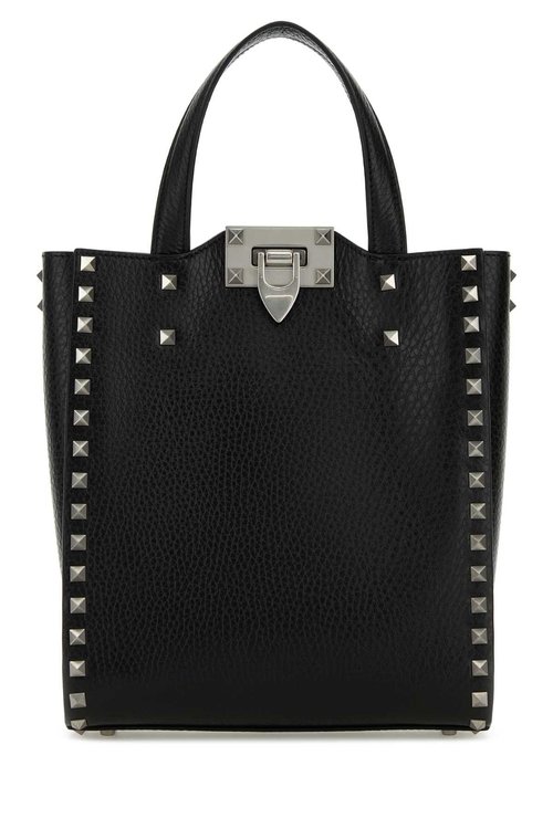 Valentino Garavani Leather Rockstud Handbag - Black - 6Y2B0B43TED0NO