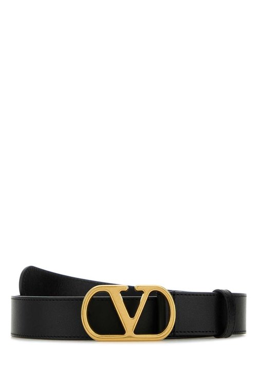 Valentino Garavani Black Leather Vlogo Belt - 7W2T0SM3IYR0NO