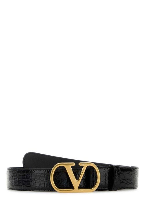 Valentino Garavani Black Leather Vlogo Belt - 7W2T0SM3WEU0NO