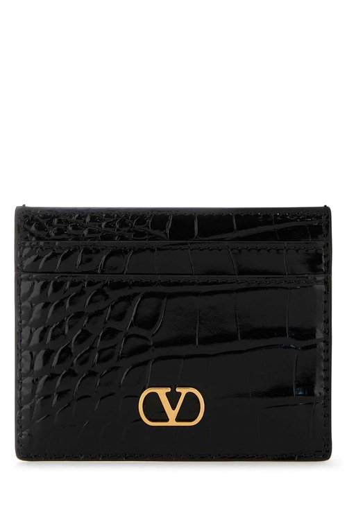 Valentino Garavani Black Leather Vlogo Card Holder - 7W2P0AJ7WEU0NO