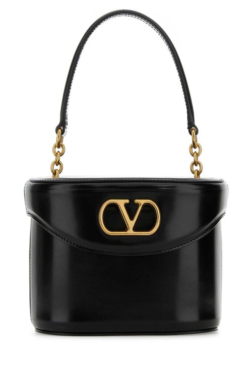 Valentino Garavani Leather Vlogo Signature Bucket Bag - Black - 7W2B0R95GCB0NO