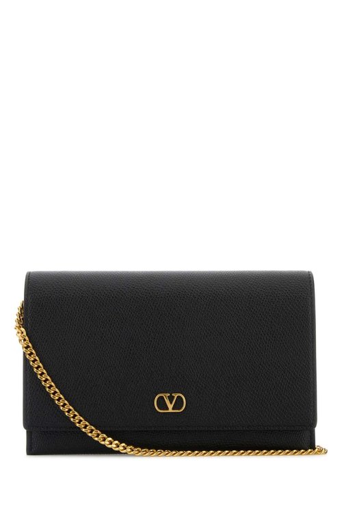 Valentino Garavani Leather Vlogo Signature Clutch - Black - 7W2P0AT7SNP0NO