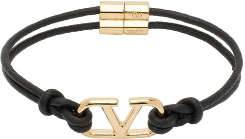 Valentino Garavani Black VLogo Signature Leather Bracelet - Nero - 5Y2J0R52RMP0NO