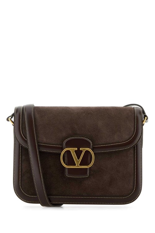 Valentino Garavani Suede And Leather 9to5 Shoulder Bag - Brown - 6W2B0R15QTJRE6