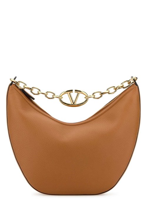 Valentino Garavani Camel Leather Medium Hobo Vlogo Moon Handbag - Beige/Yellow - 5W2B0N59JDKKEL