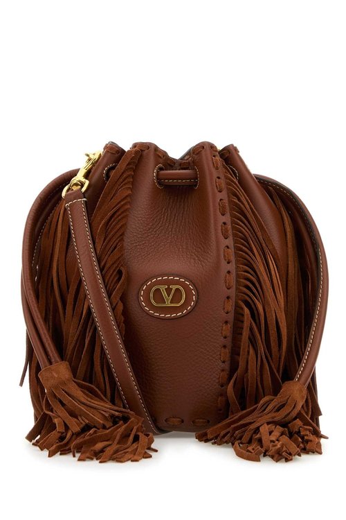 Valentino Garavani Caramel Leather Bucket Bag - 6W2B0R28LUJWU2
