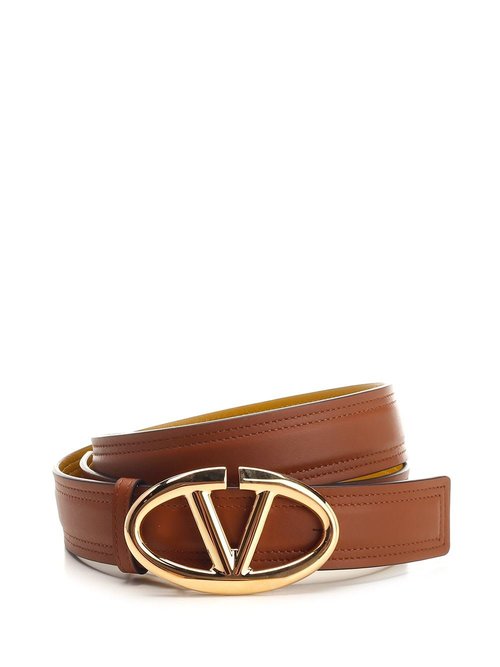 Valentino Garavani Caramel Leather Reversible Belt - 5W2T0SJ4FZCWTQ
