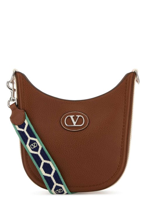 Valentino Garavani Caramel Leather Vlogo Signature Shoulder Bag - Blue/White - 6W2B0R41KICQY6