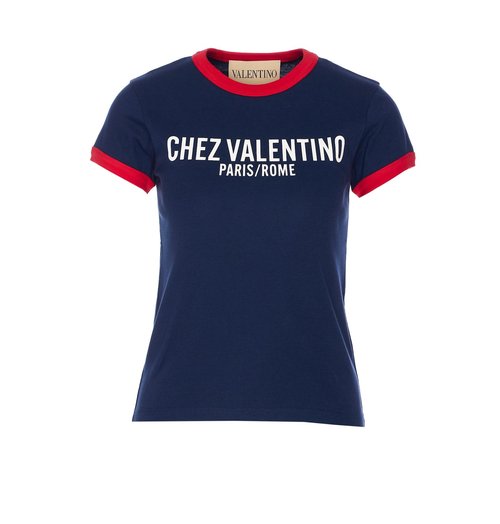 Tシャツ・カットソー VALENTINO \"CHEZ VALENTINO\" PRINT T-SHIRT (6B3MG24H95W R9B) VALENTINO 