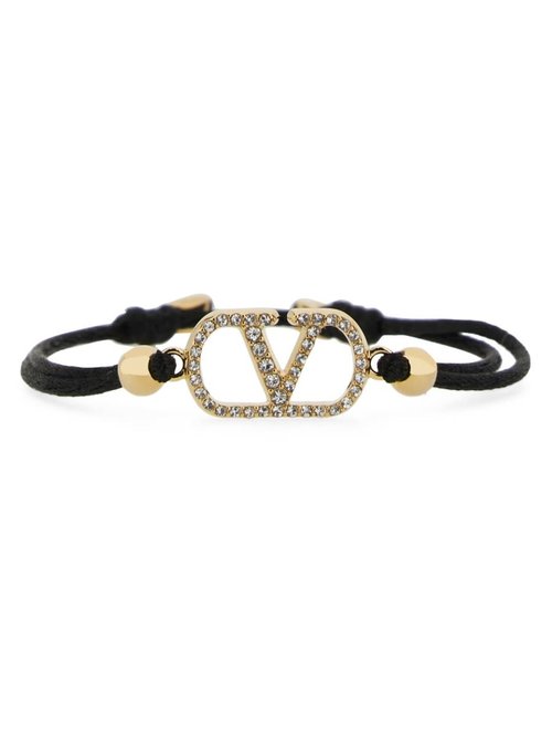 Valentino Garavani Cotton And Swarovski Crystal vlogo Signature Bracelet - 6W2J0X85RLVEDM