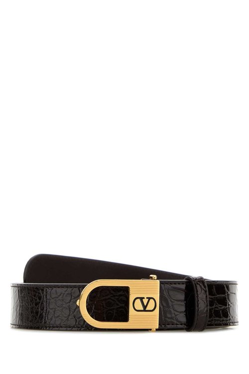 Valentino Garavani Dark Brown Leather Vlogo Signature Belt - 7Y0T0ST8NHFCKD