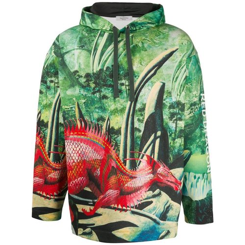 Valentino Garavani Dragon Print Hoodie - Green/Red - TV0MF11V67N83M