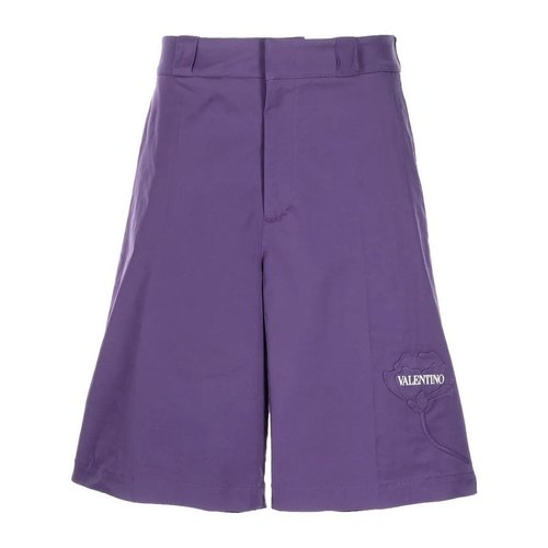 Valentino Garavani FloralApplique Shorts - Violet/White - WV3RDA937G6B33