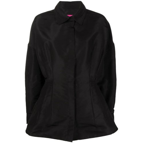 Valentino Garavani GatheredDetail Faille Shirt Jacket - Black - 1B0CI0X06DE0NO