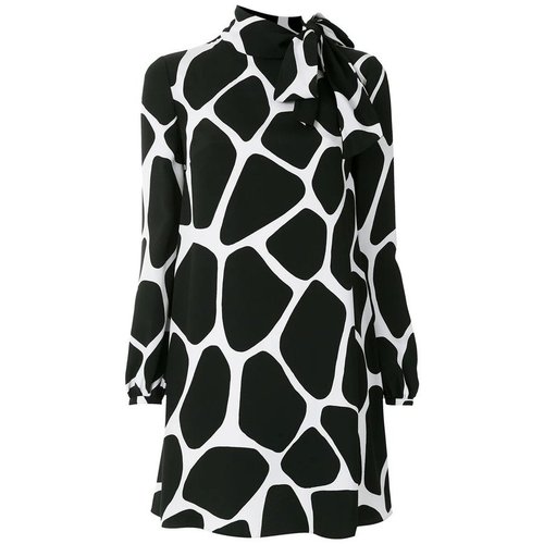 Valentino Garavani Giraffe Print Silk Mini Dress - Ivory/Black - TB3VAD575530AN