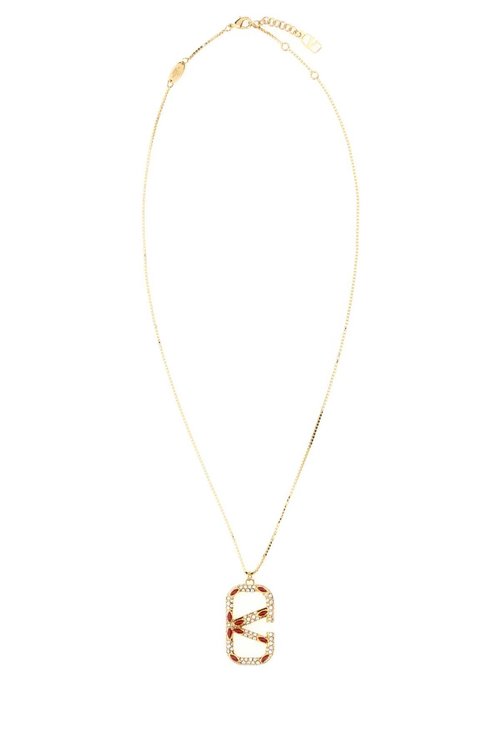 Valentino Garavani Gold Metal Vlogo Necklace - Oro18Creamcorallocrystalsilvershad - 4W2J0U35PBXZYX