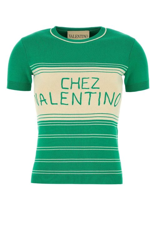 Valentino Garavani Grass Green Cotton Sweater - 7B3KC65C9EMCSW