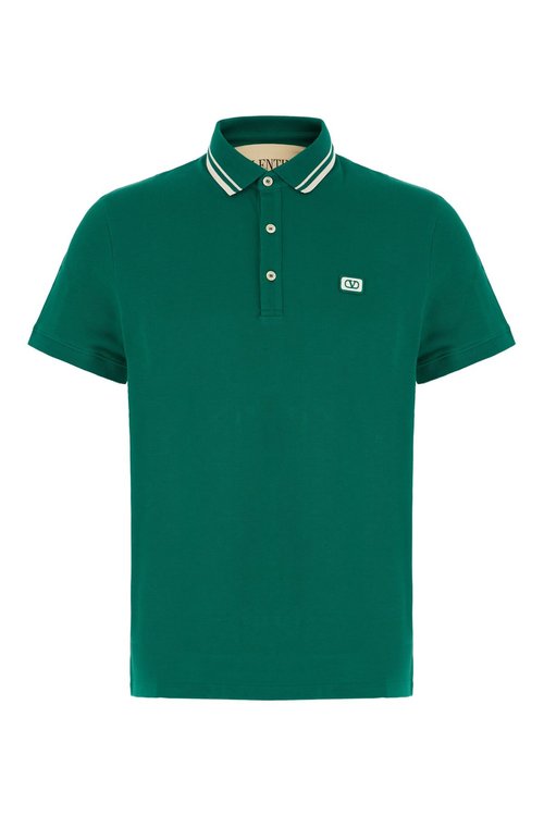 Valentino VLogo Embroidered ShortSleeved Polo Shirt - Green - 7V3MH01KAQKCN3