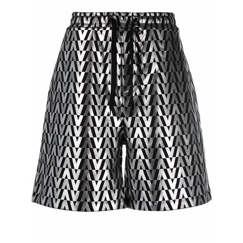 Valentino Garavani High-Shine Monogram Shorts - Black - XV3MD02C87SA91